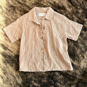 ZARA kids button down shirt sleeves embossed collared shirt